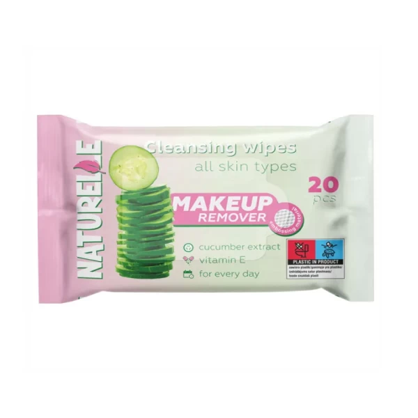Naturelle Servetele umede pentru demachiere cu apa micelara si extract de castravet 20 buc - image 1