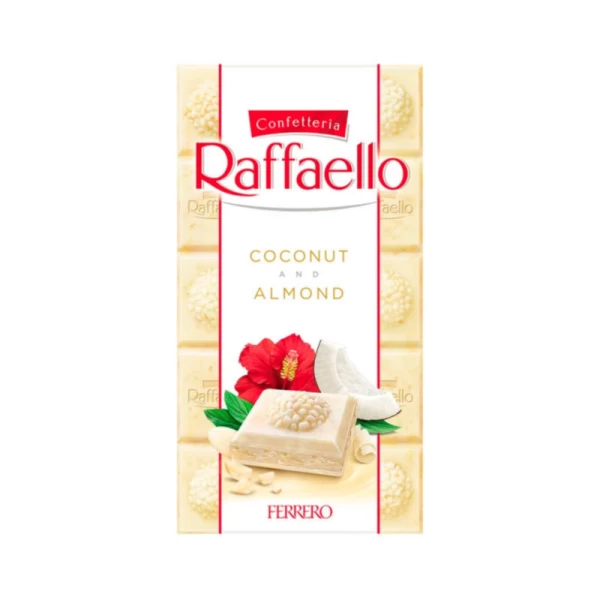 Raffaello ciocolata alba cu nuca de cocos si migdale 90 g - image 1