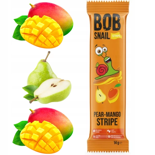 Bomboane naturale Bob Snail de pere si mango stripes 14g - image 2
