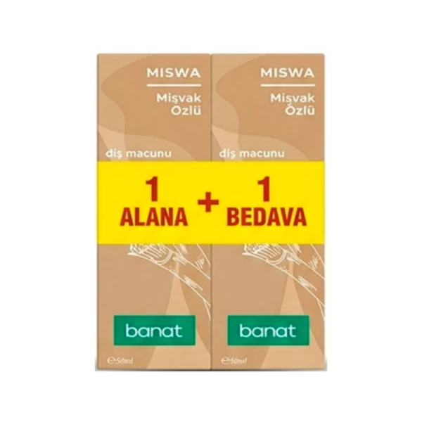 Banat Miswa Зубная паста с экстрактом мисвака 1+1, 2 × 50 мл - image 1