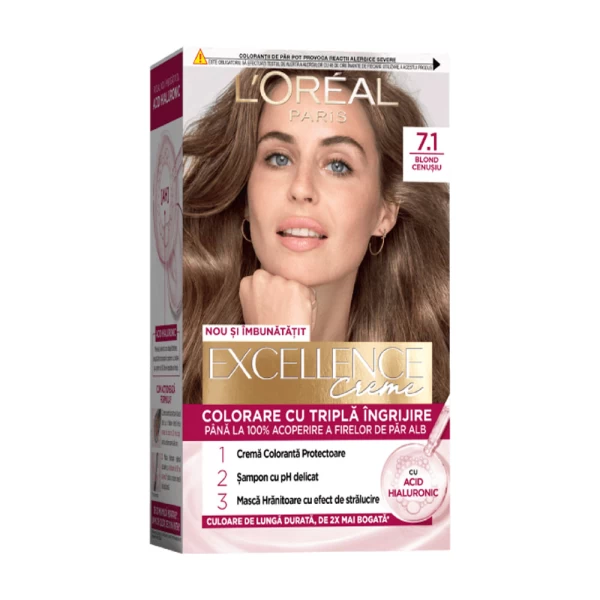 Excellence Vopsea de par 7.1 Blond Cenusiu - image 1