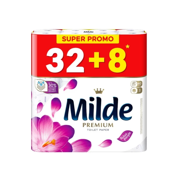 Milde Туалетная бумага 3 слоя, 32+8 рулонов Relax Purple - image 1