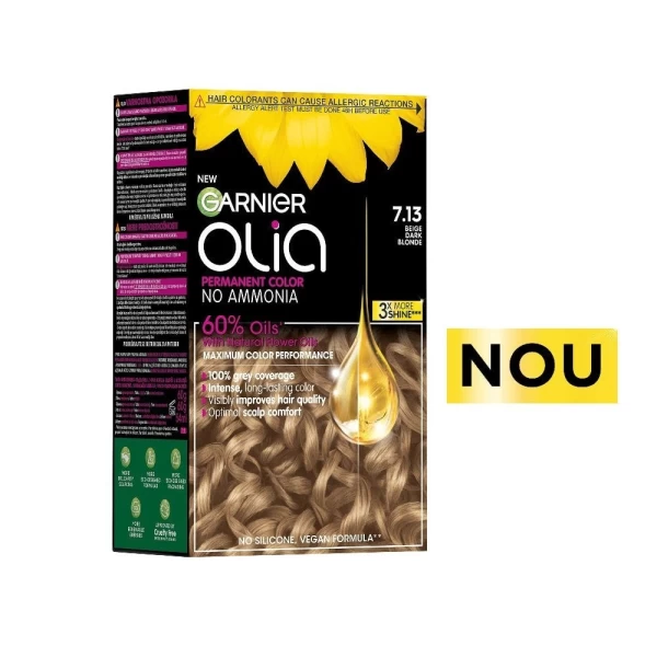 Стойкая краска для волос без аммиака Garnier Olia 7.13 Beige Dark Blonde - image 1