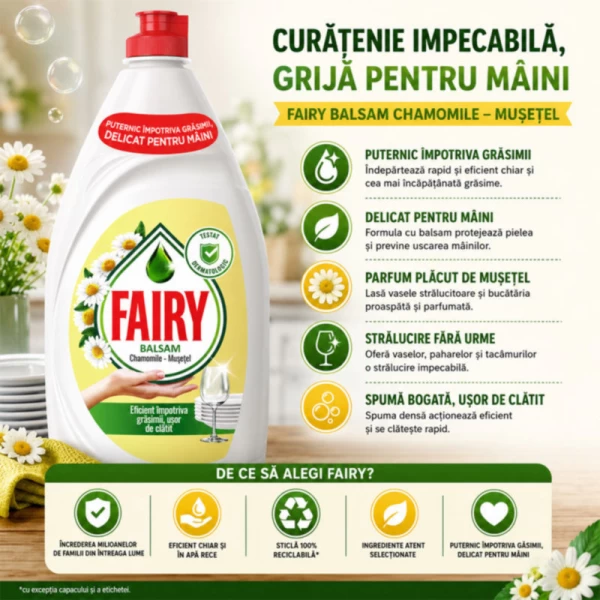 Fairy Средство для мытья посуды Ромашка и Витамин E, 750 мл - image 2