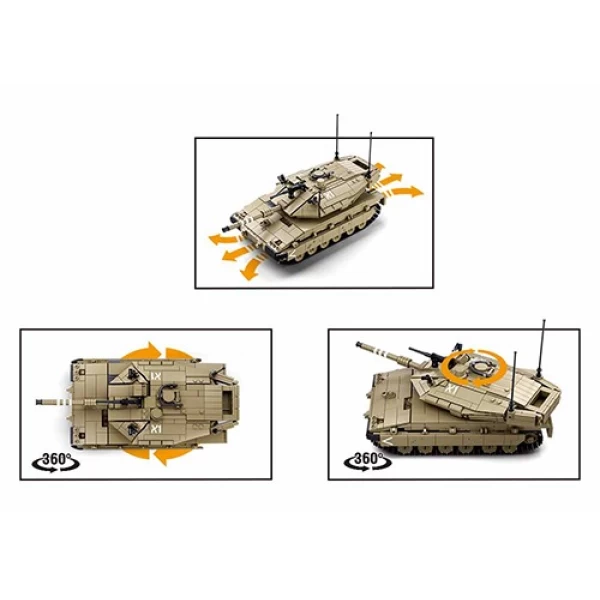 Set de constructie Merkava MK4 RC Tank, cu telecomanda, 891 elem. - image 4