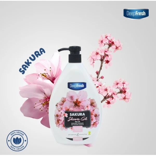 DeepFresh Gel-Creama de dus cu pompa, Sakura 1000 ml - image 2