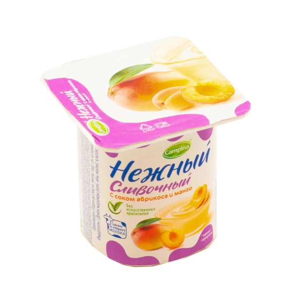 Йогуртный продукт Campina нежный сливочный с соком абрикоса и манго 5%, 100 г - image 1