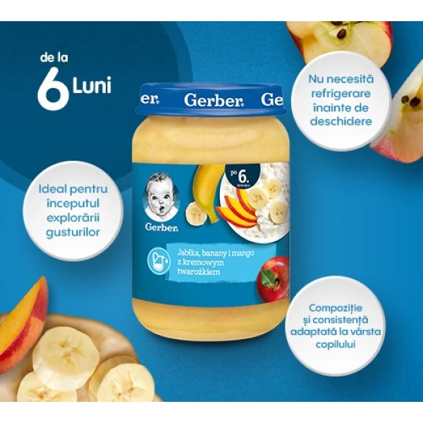 Gerber Piure de mere, banane si mango cu branza de vaci 190g - image 2