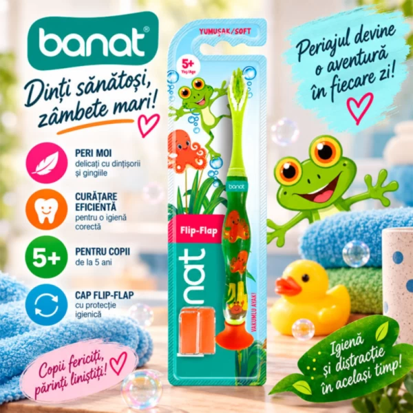 Banat Perie pentru dinti Flip Flap copii 5+, Soft - image 2