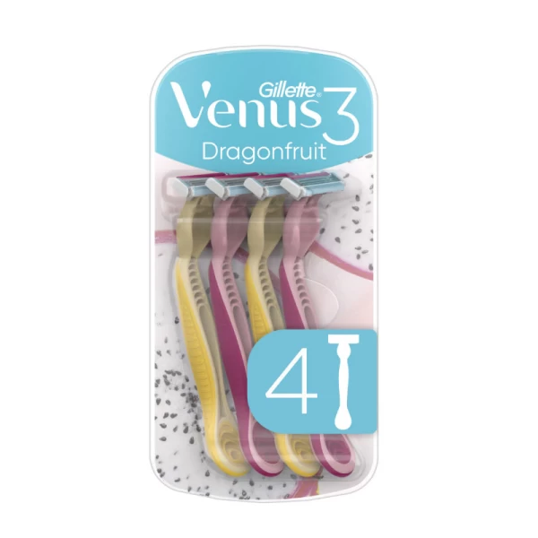 Gillette Venus 3, Одноразовые бритвы 4 шт, Dragonfruit - image 1