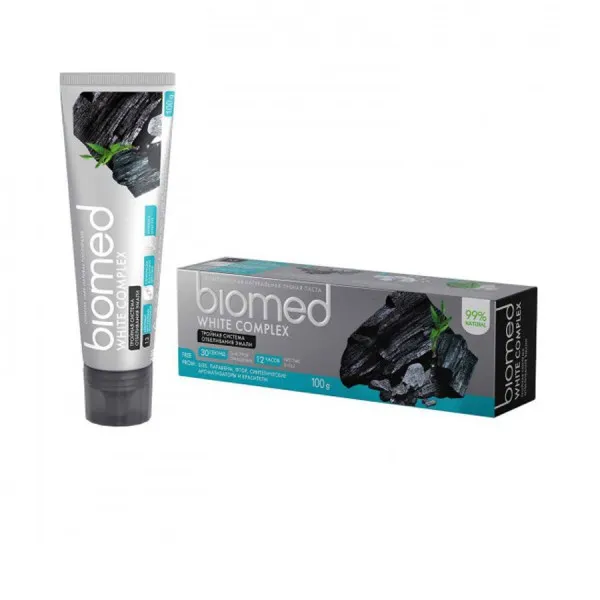 BioMed Pasta de dinti White Complex Antibacterian Albire Carbune 100 ml - image 1