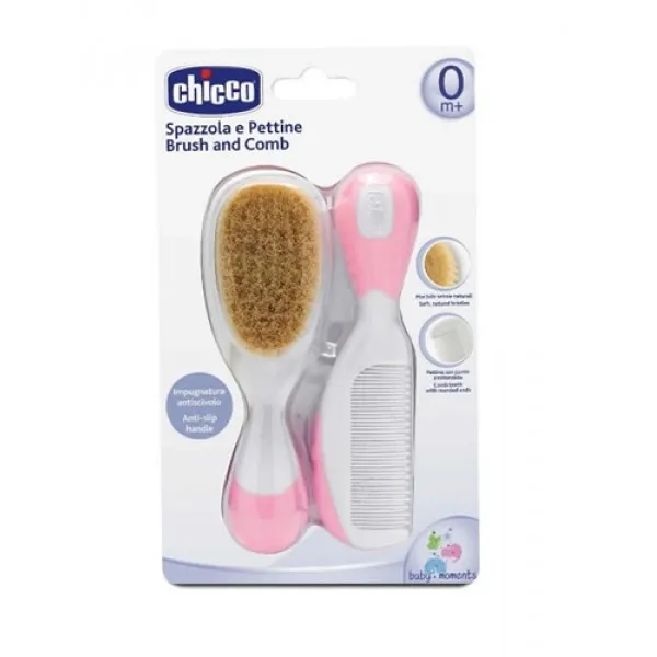 Chicco Set perie si pieptene pentru copii, roz - image 1