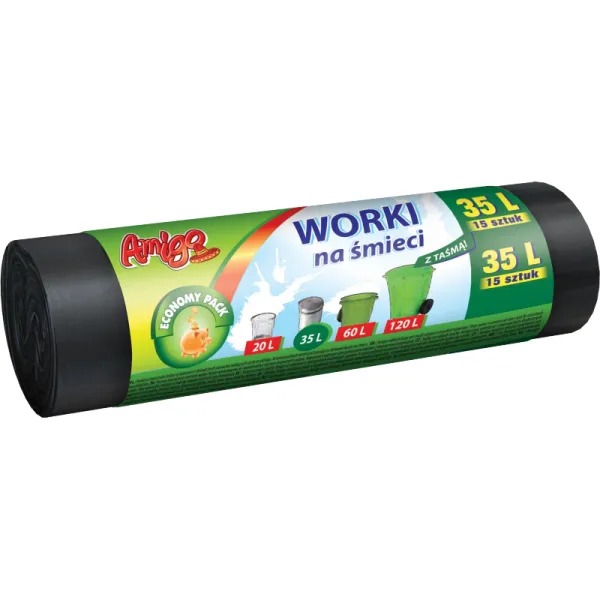 AMIGO Pungi de gunoi HDPE cu legatura 35L 15B - image 1