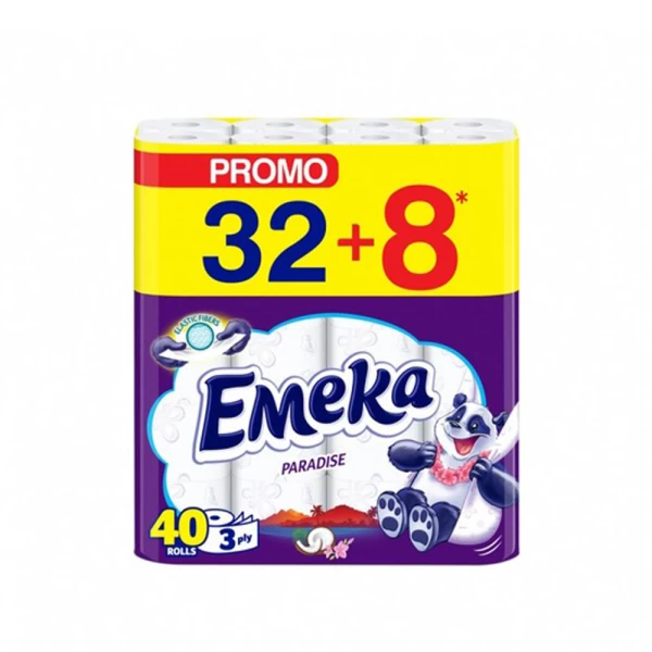 Emeka Туалетная бумага, 3 слоя, 32+8 рулонов Paradise - image 1