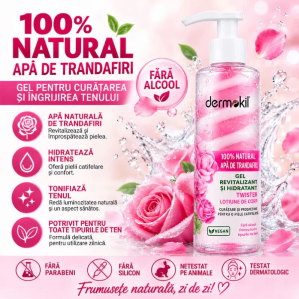 Dermokil Lotiune de corp naturala cu apa de trandafiri Twister 200 ml - image 2