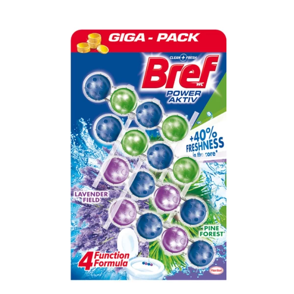 Bref Блок туалетный для унитаза Power Active Lavender Field & Pine 4*50 г - image 1
