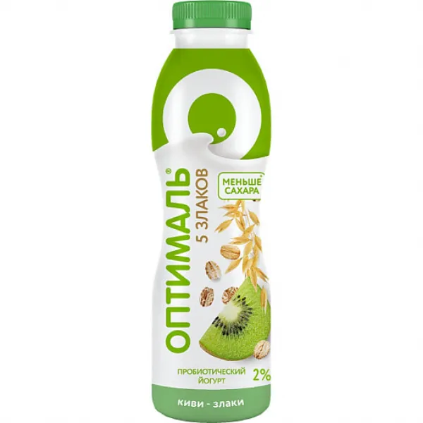 Йогурт Оптималь обог. бифидобактериями 2% 415г ПЭТ киви-злаки - image 1