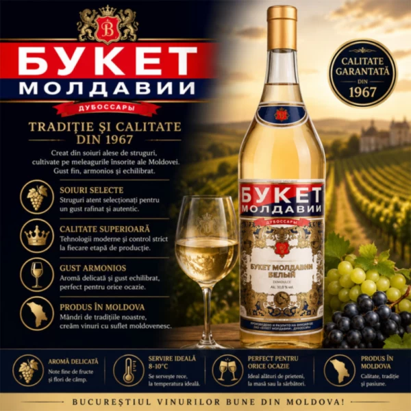 Вино ароматизированное Букет Молдавии Белый белое сладкое 16%, 1 л - image 2