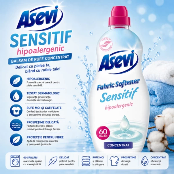 Кондиционер для белья Asevi Sensitive 1,5 л 60 стирок - image 2