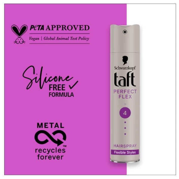Taft Fixativ Perfect Flex, nivel fixare 4, formula vegana 250 ml - image 2