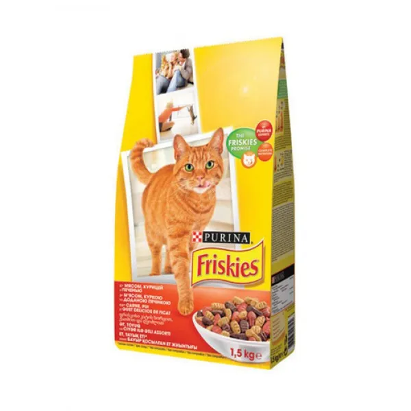 Friskies Сухой корм для кошек со вкусом мяса, курицы и печени 1.5 кг - image 1