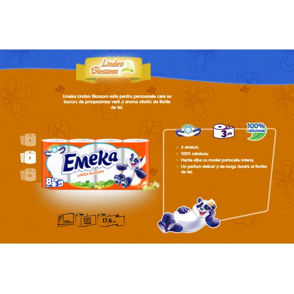 Emeka Hartie igienica, 3 straturi, 8 role Linden Blossom - image 2