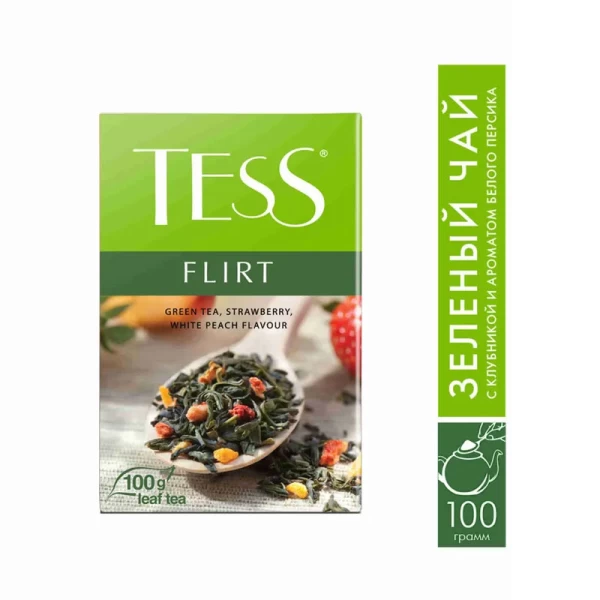 Чай листовой зеленый Tess Flirt клубника и персик, 100 г - image 2