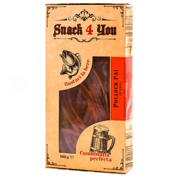 Snack 4 You Pollock Pai cu Chili sarat uscat 100g - image 1
