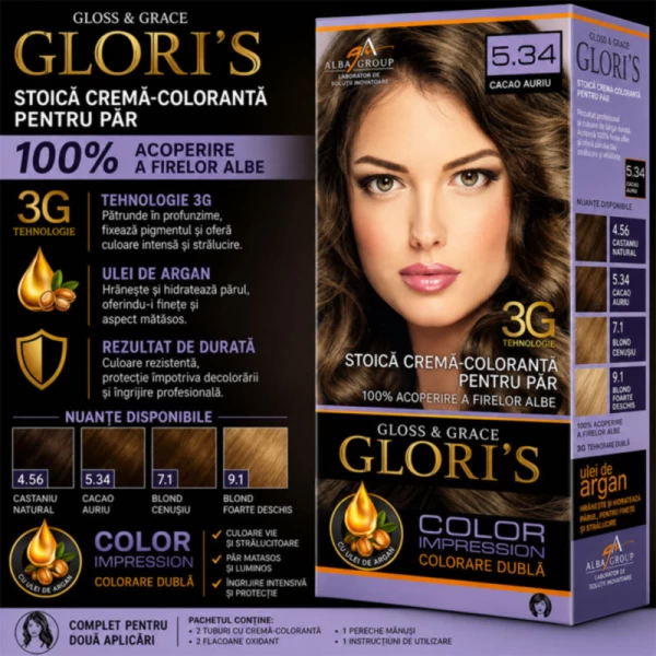 Glori's Vopsea de par 5.34 Nuc de padure 50ml - image 2