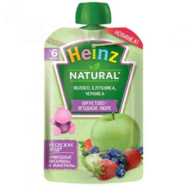 Heinz Пюре из лесных ягод с яблоками, клубникой и черникой (6 месяцев) 90г - image 1