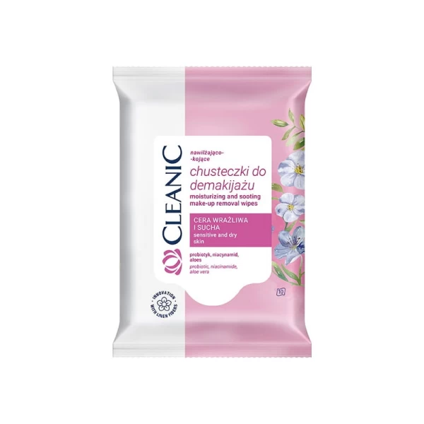 Влажные косметические салфетки Cleanic для чувствительной и сухой кожи 10 шт - image 1