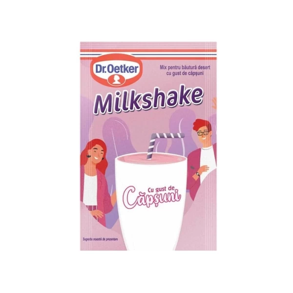 Dr. Oetker Praf pentru Milkshake cu gust de Capsuni, 33g - image 1