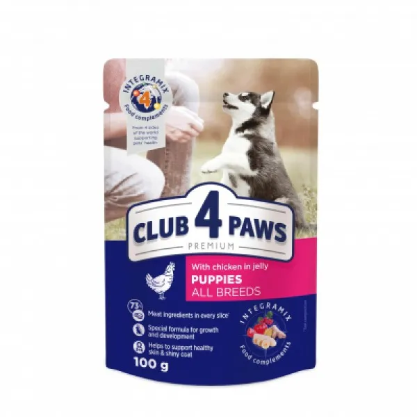Club 4 Paws Conserva pentru catei 100g Pui - image 1