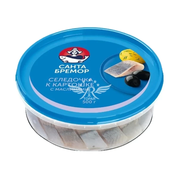 Santa Bremor Hering la cartofi fileu bucati cu masline 500g - image 1