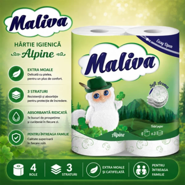 Maliva Hartie igienica 4 role 3 straturi Alpine - image 2