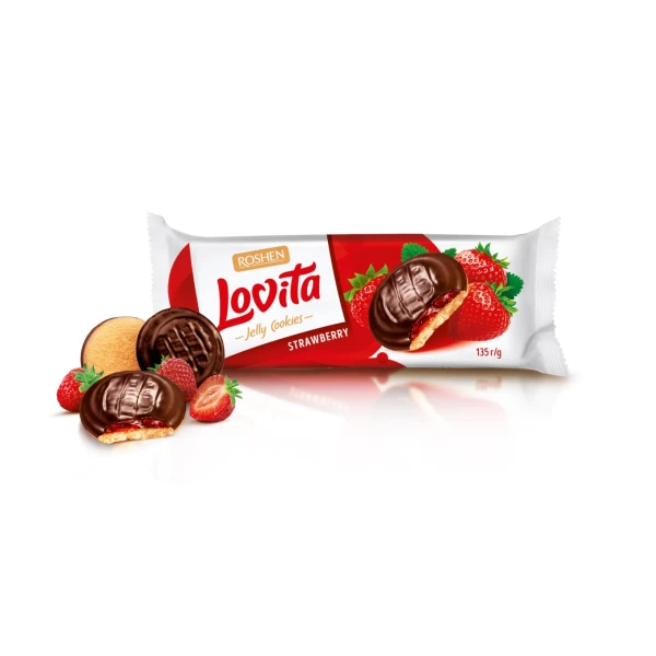 Biscuiti Roshen Lovita cu umplutura de jeleu cu gust de capsuna 135g - image 2