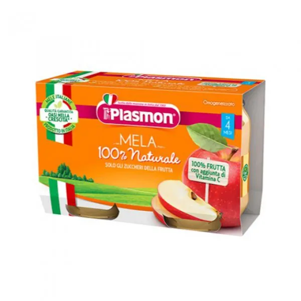 Пюре Plasmon яблочное (4+ мес), 2х104 г - image 1