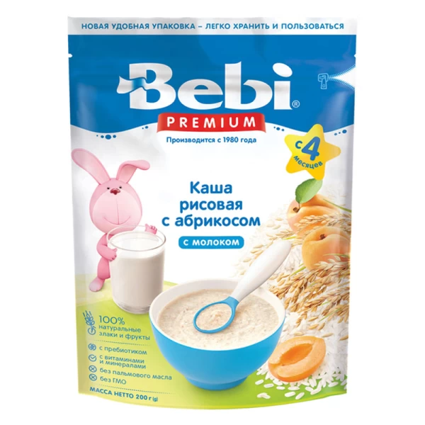 Bebi Premium Terci de orez cu lapte si caise (4 m+) 200 gr - image 1