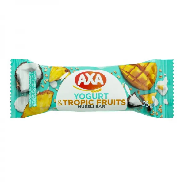 Батончик злаковый AXA со вкусом йогурта и с тропическими фруктами 25г - image 1
