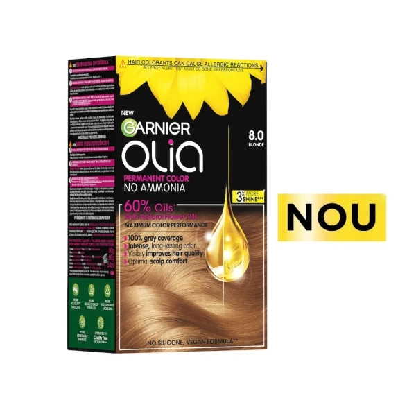 Стойкая краска для волос без аммиака Garnier Olia 8.0 Blonde - image 1