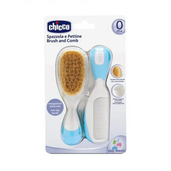 Chicco Set perie si pieptene pentru copii, albastru - image 1