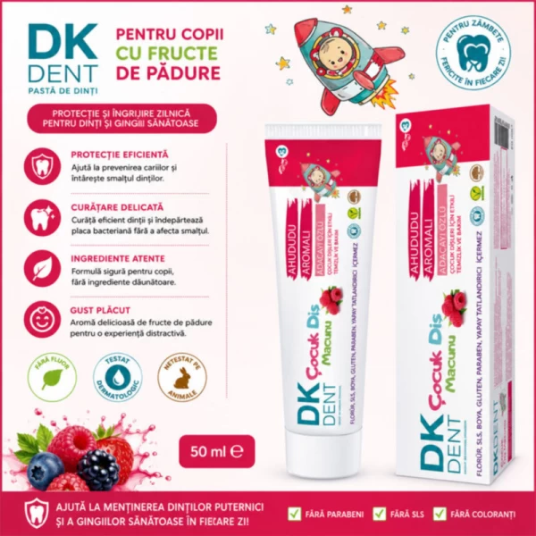 Dk Dent Pasta de dinti pentru copii cu zmeura 50 ml - image 2