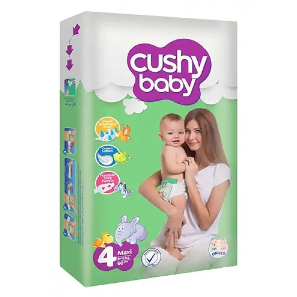 Cushy Baby Scutece 60 buc 4 Maxi Jumbo 8-19 kg - image 1