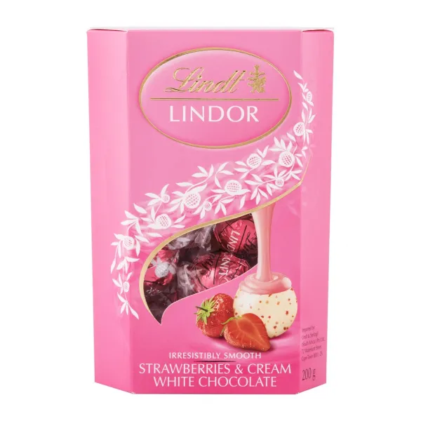 Lindt LINDOR Strawberries & Cream Chocolate Truffles Box 200g - image 1