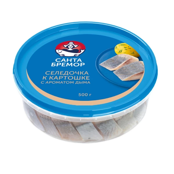 Santa Bremor Hering la cartofi fileu bucati cu aroma de fum 500g - image 1