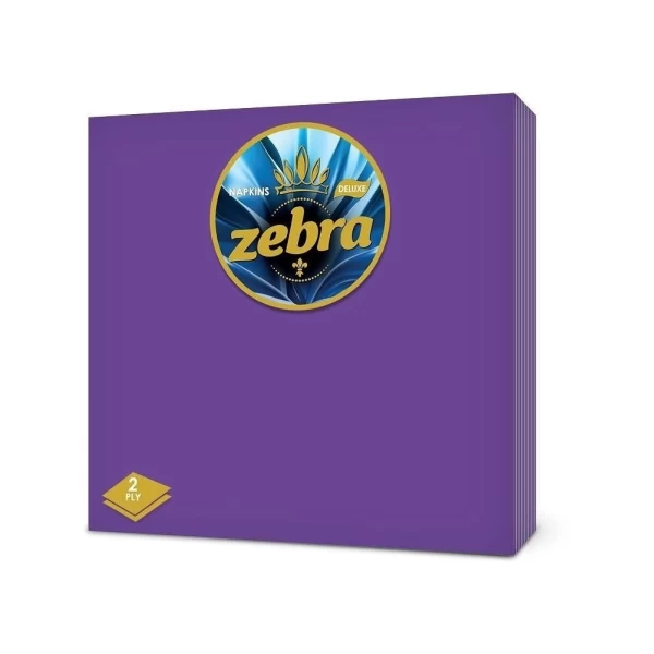 Zebra салфетки столовые 33x33cm, 2 слоя 35 шт Delux Фиолетовые - image 1