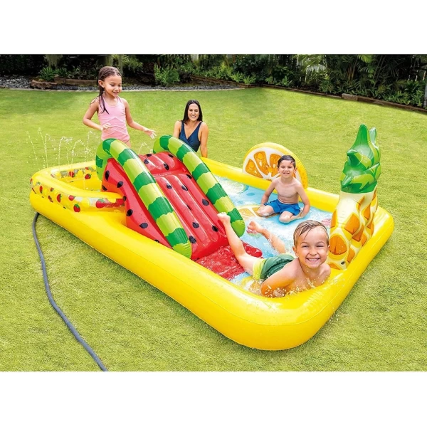 Intex Centrul de joc gonflabil cu topogan Fructe 244x191x91cm, 493L, 2+ - image 3