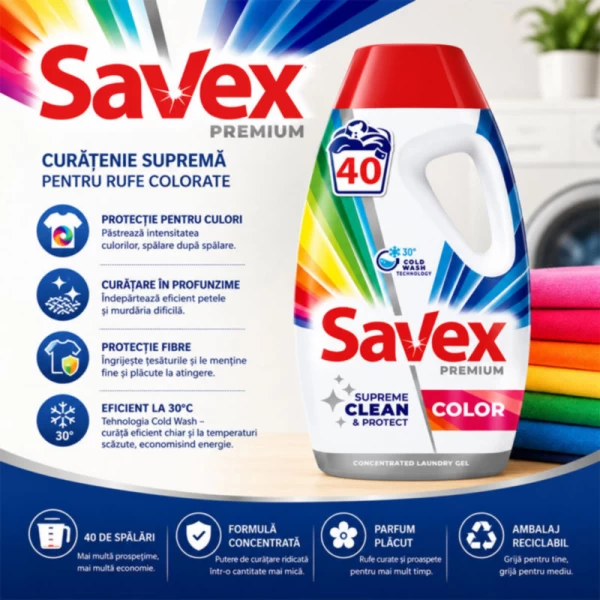 Savex Detergent lichid 1.8L Premium Color - image 3