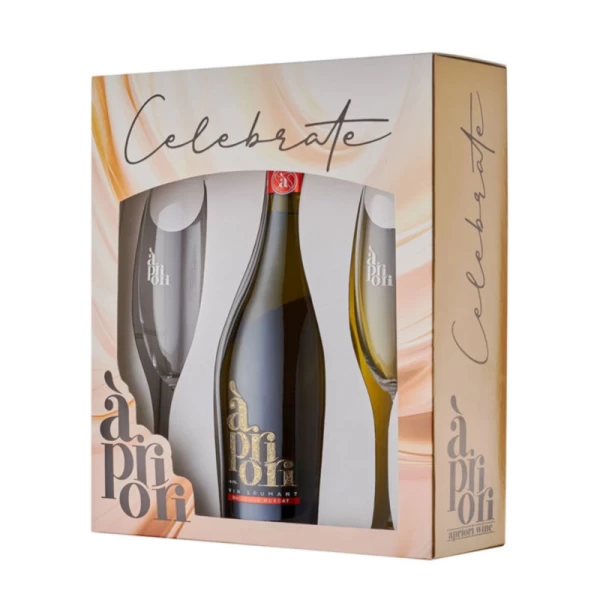 Set Cadou Vin Spumant Apriori Muscat 0.75l + 2 pocale - image 2