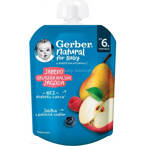 Gerber Piure din mere, pere, zmeura si afine 80g - image 1